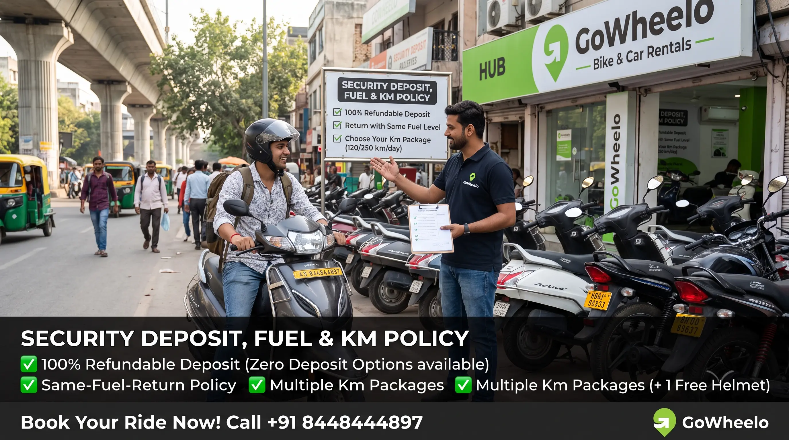Bike Rental Deposit, Fuel and Km Limit Policy | GoWheelo